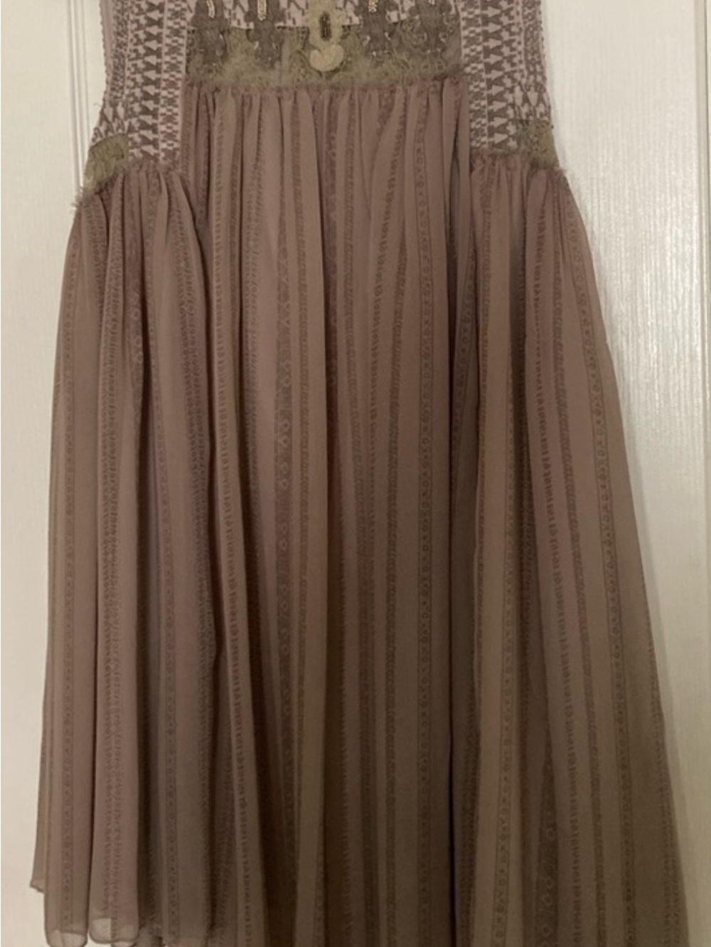 We The Free Lace & Embroidered Mini Dress in Taupe Cream - Picture 9 of 10